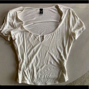 Off-white crop top with keyhole